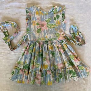 St James Carousel‎ Collection Vtg Girls Dress 4 Tie Back Short Sleeveless Bright